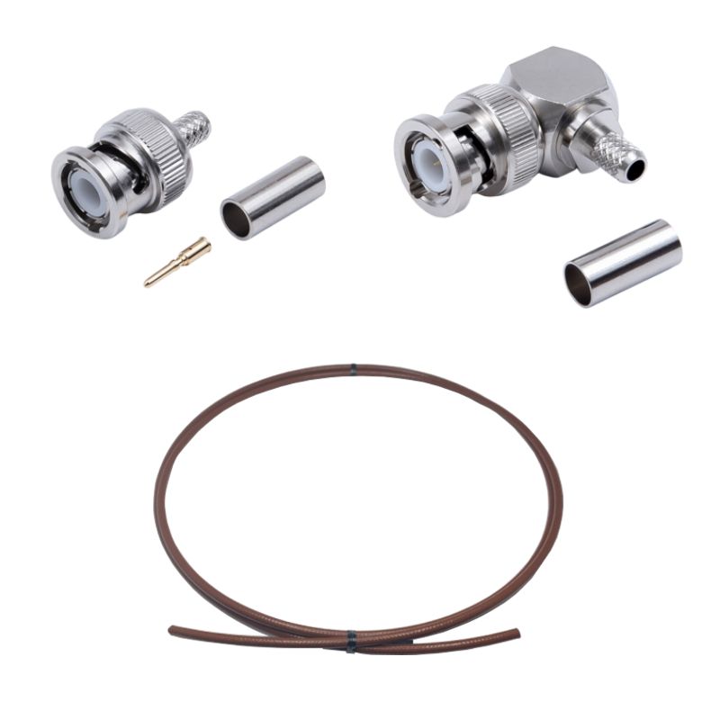 BNC plug to plug (right-angle) cable using RG-142B/U coax