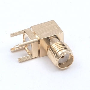 Example of a Receptacle R coaxial connector used for panel device mounting with its female mating portion.