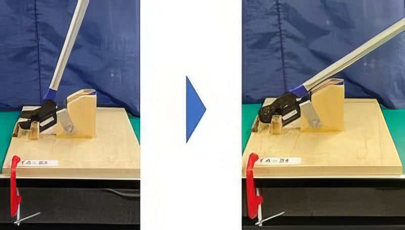 A crimping jig in use for attaching a connector sleeve with a crimping tool.